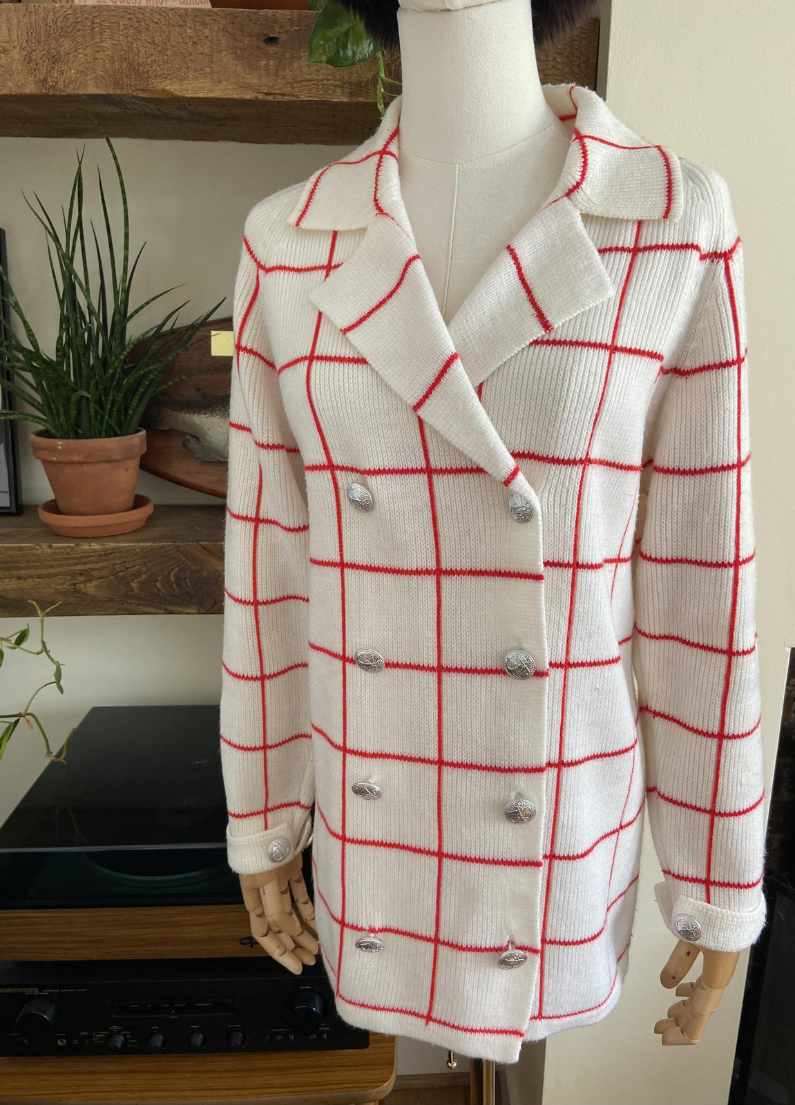 Vintage 1970s White Double Breasted Cardigan