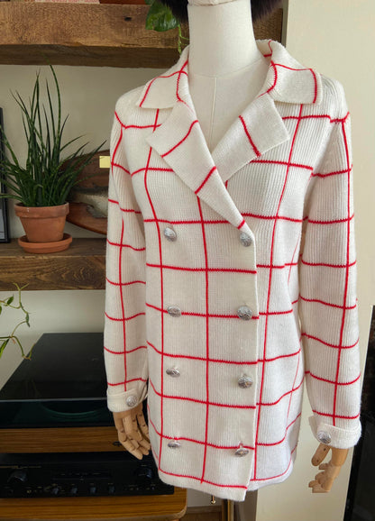 Vintage 1970s White Double Breasted Cardigan