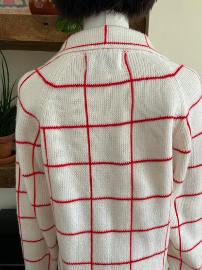 Vintage 1970s White Double Breasted Cardigan
