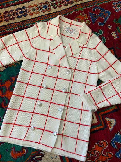 Vintage 1970s White Double Breasted Cardigan
