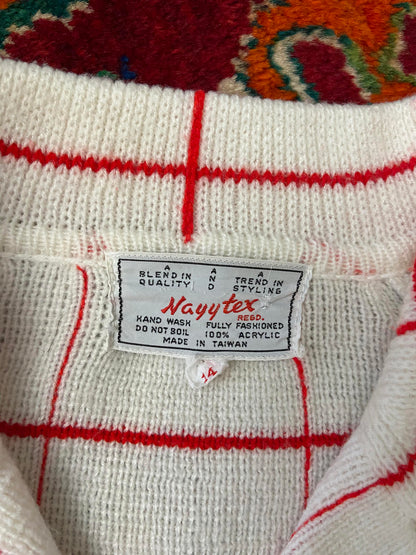 Vintage 1970s White Double Breasted Cardigan