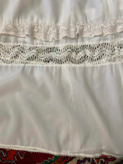 Vintage 1970s White Bell Sleeve Prairie Dress