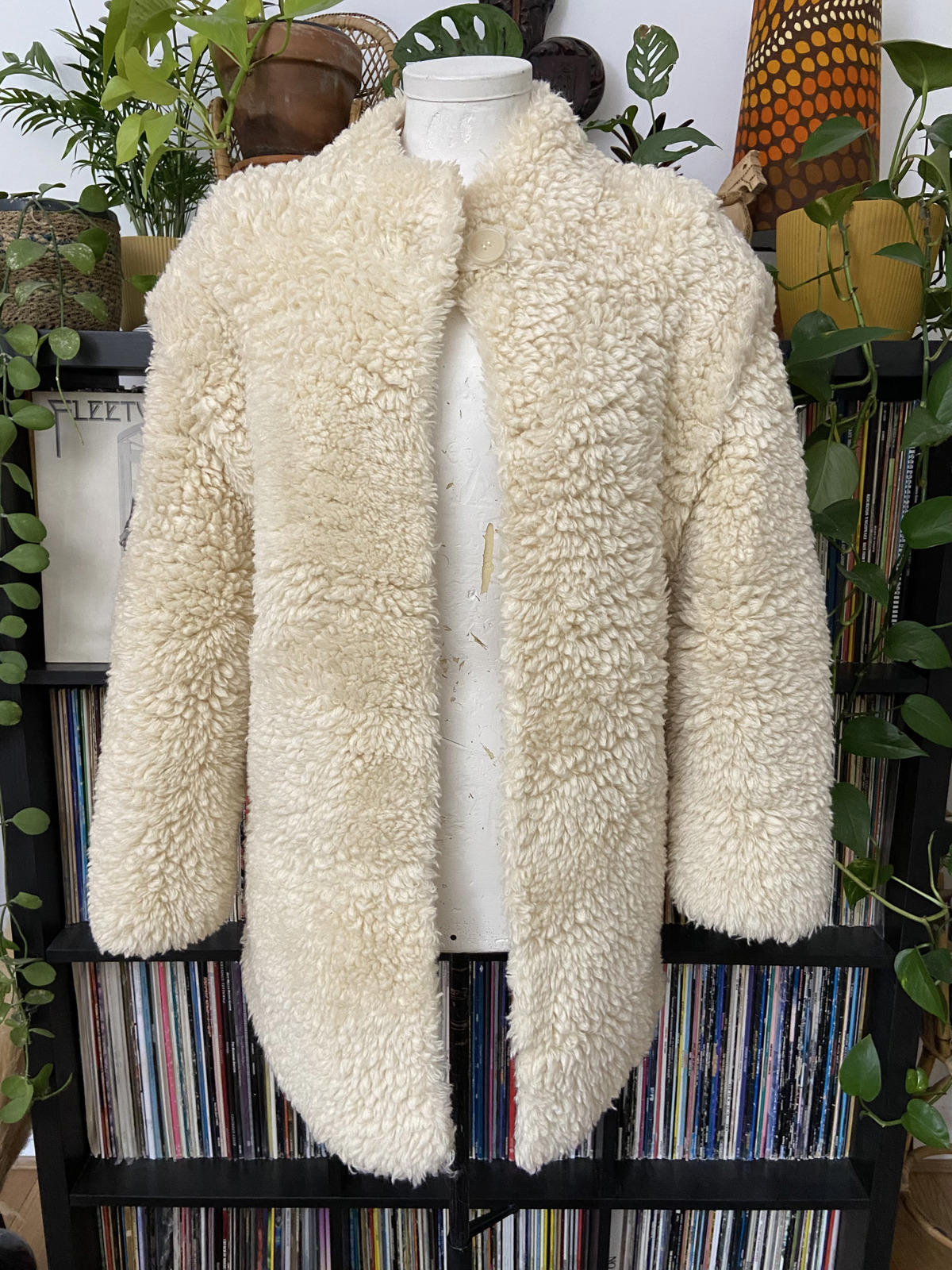 Vintage Cream Knit Teddy Coat
