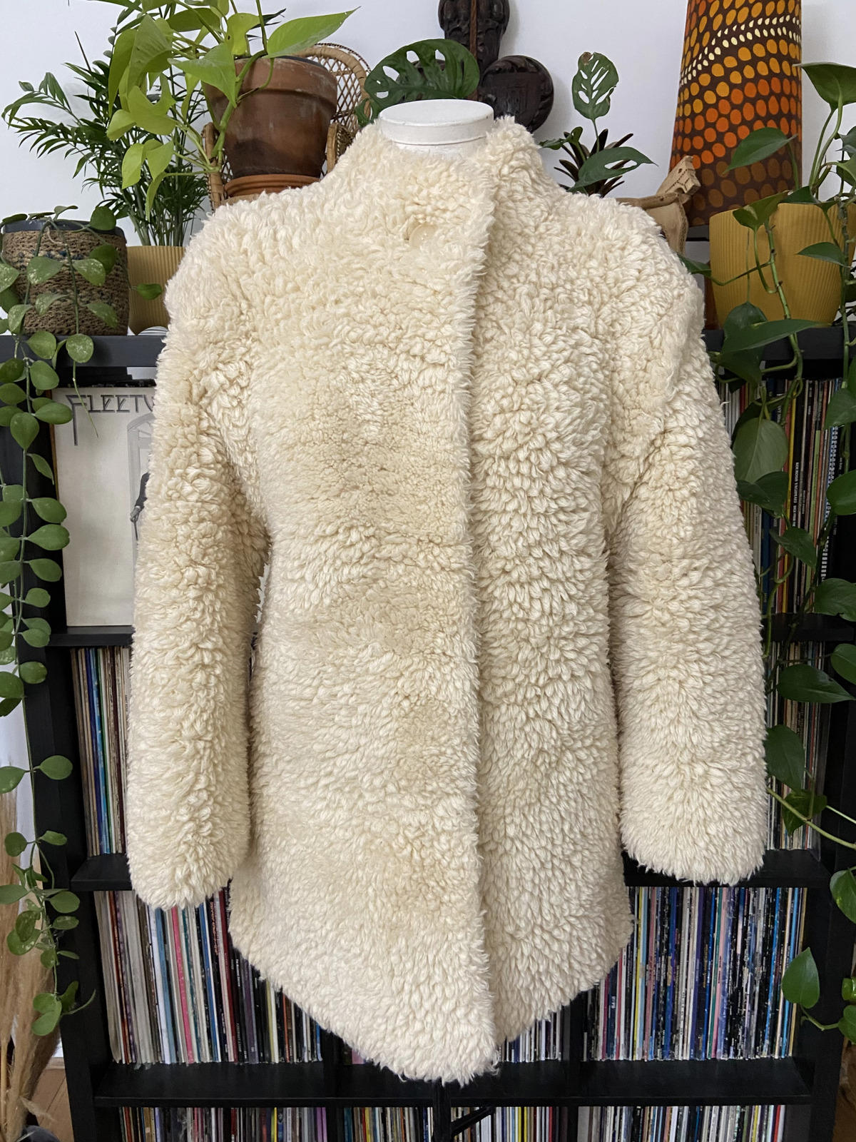 Vintage Cream Knit Teddy Coat