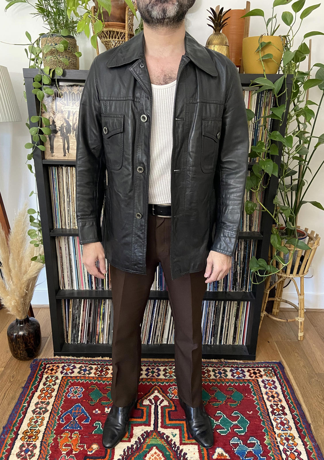 Vintage 1970s Black Leather Jacket