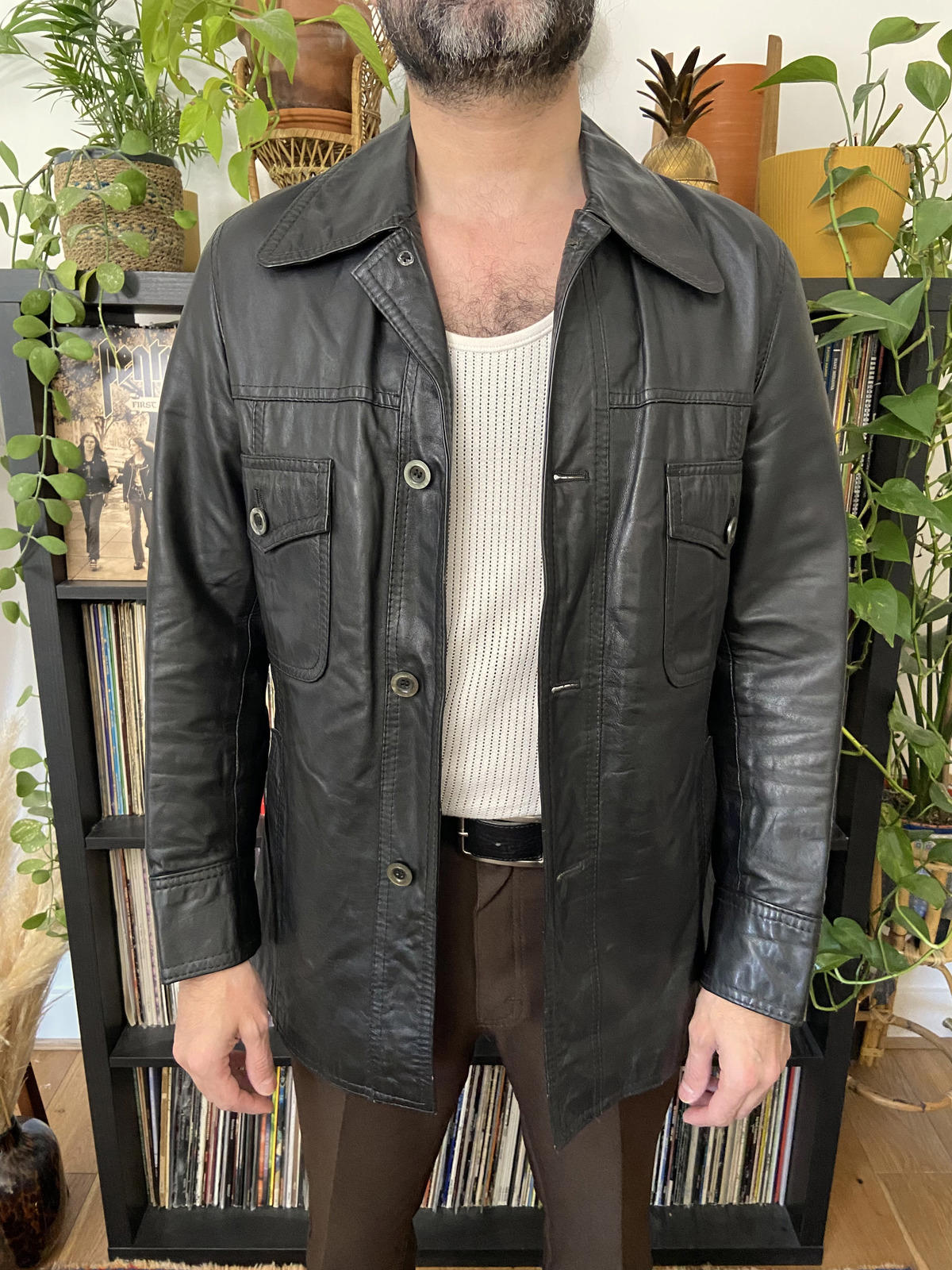 Vintage 1970s Black Leather Jacket