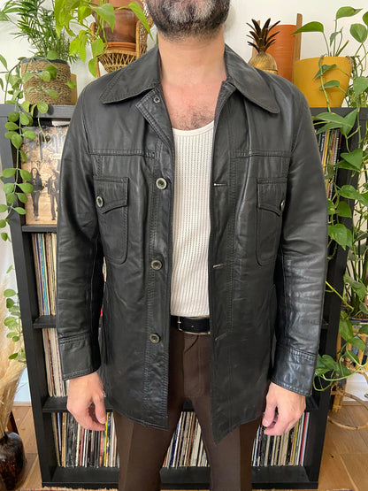 Vintage 1970s Black Leather Jacket