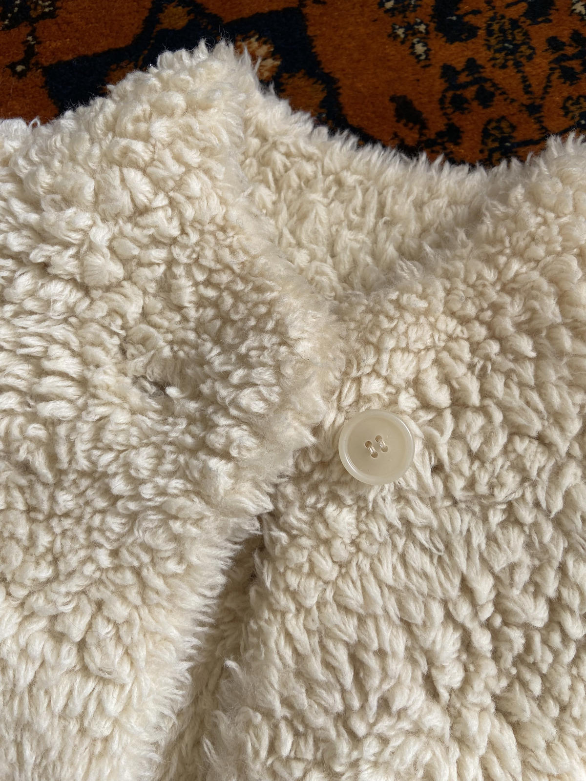 Vintage Cream Knit Teddy Coat