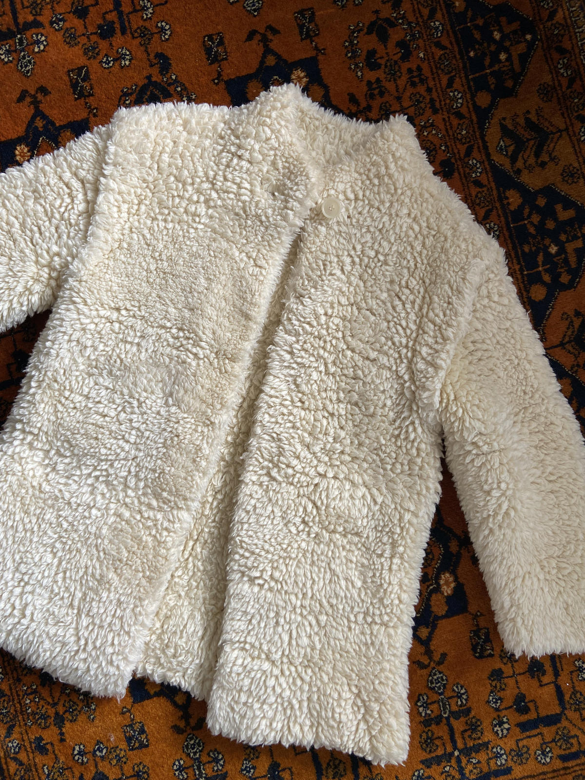 Vintage Cream Knit Teddy Coat