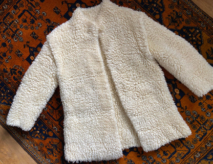 Vintage Cream Knit Teddy Coat