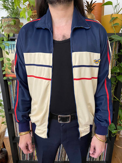 Vintage 1980s Cream & Navy Track Top