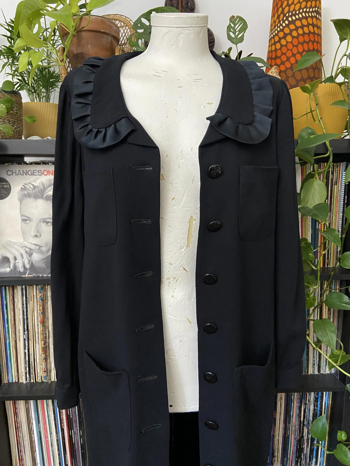 Vintage Frill Collar Button Up Coat