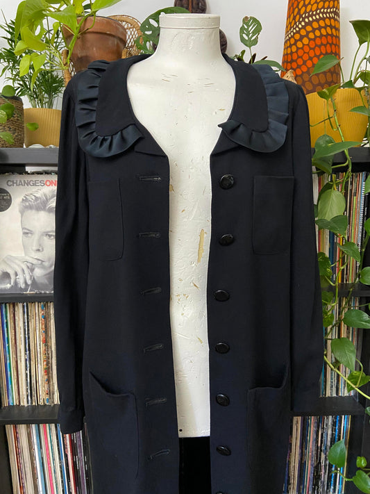 Vintage Frill Collar Button Up Coat
