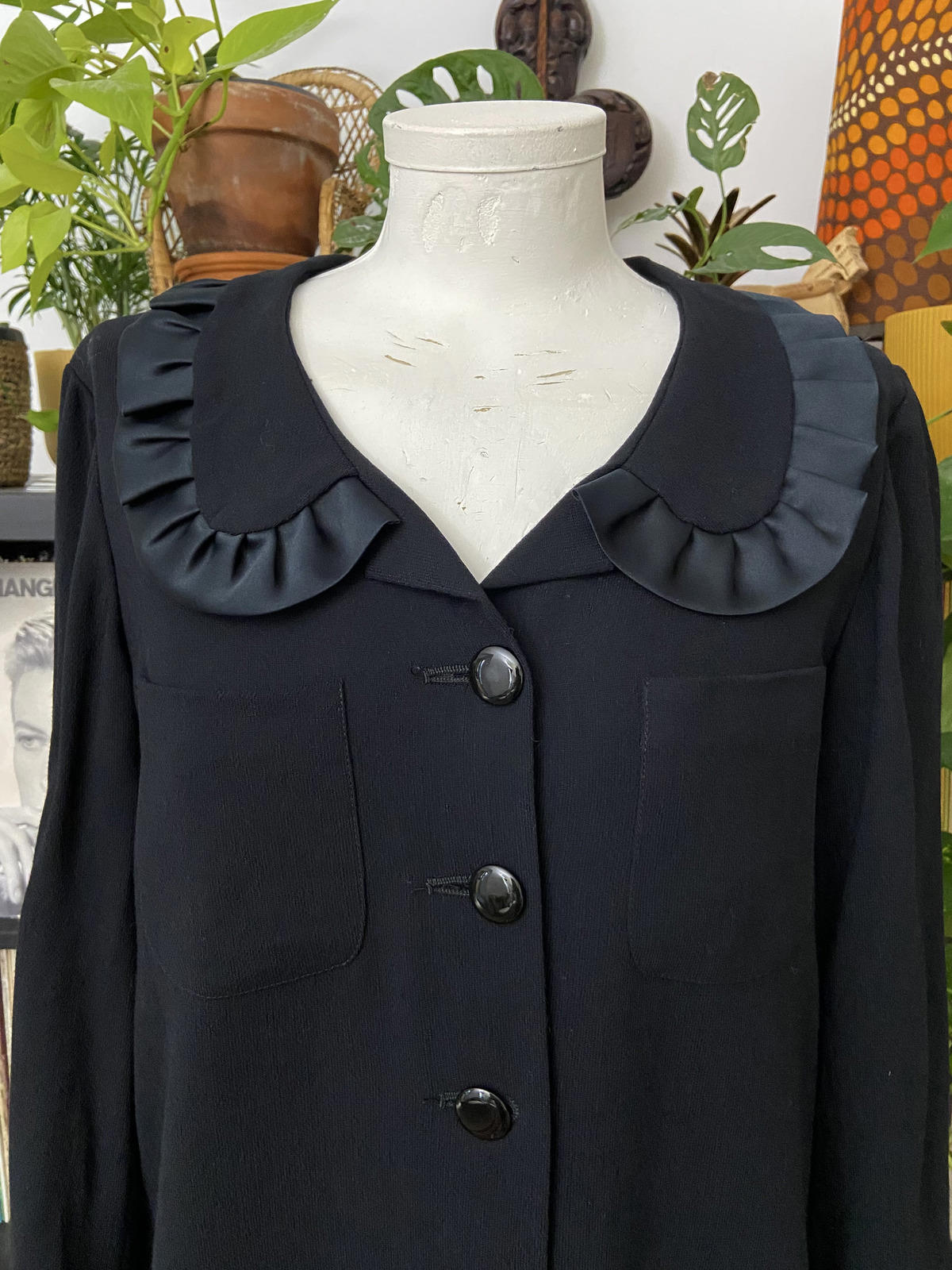 Vintage Frill Collar Button Up Coat