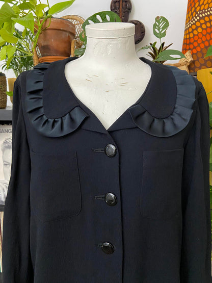 Vintage Frill Collar Button Up Coat