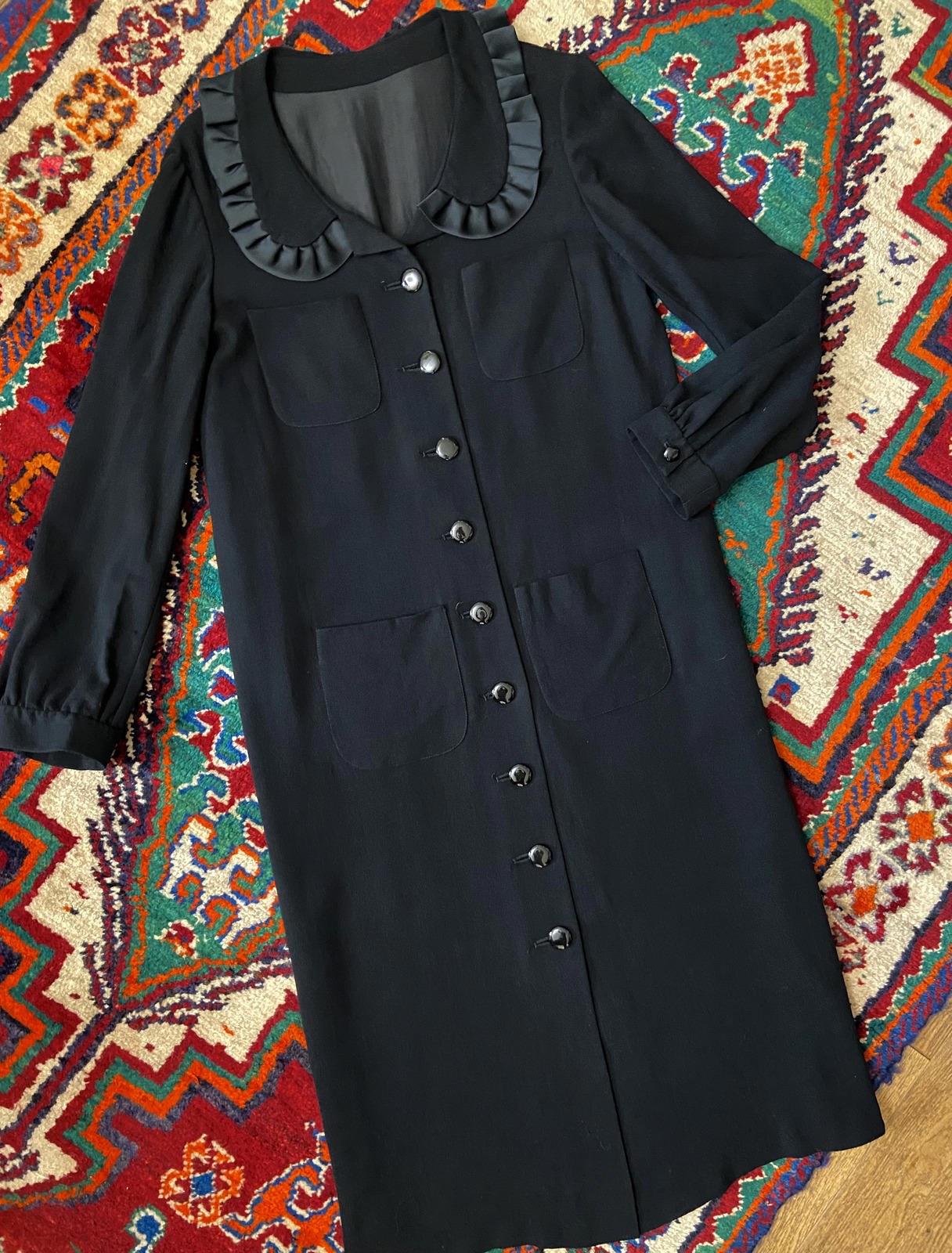 Vintage Frill Collar Button Up Coat