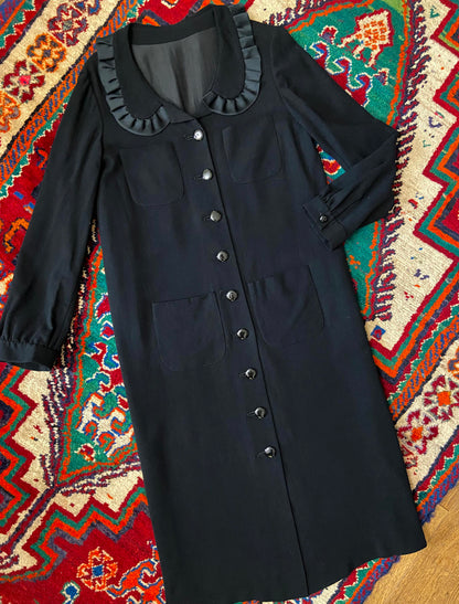 Vintage Frill Collar Button Up Coat