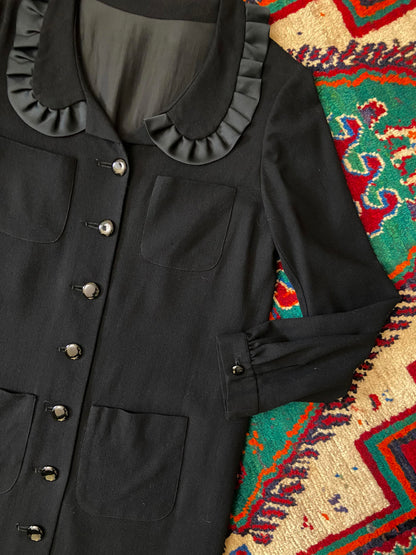 Vintage Frill Collar Button Up Coat