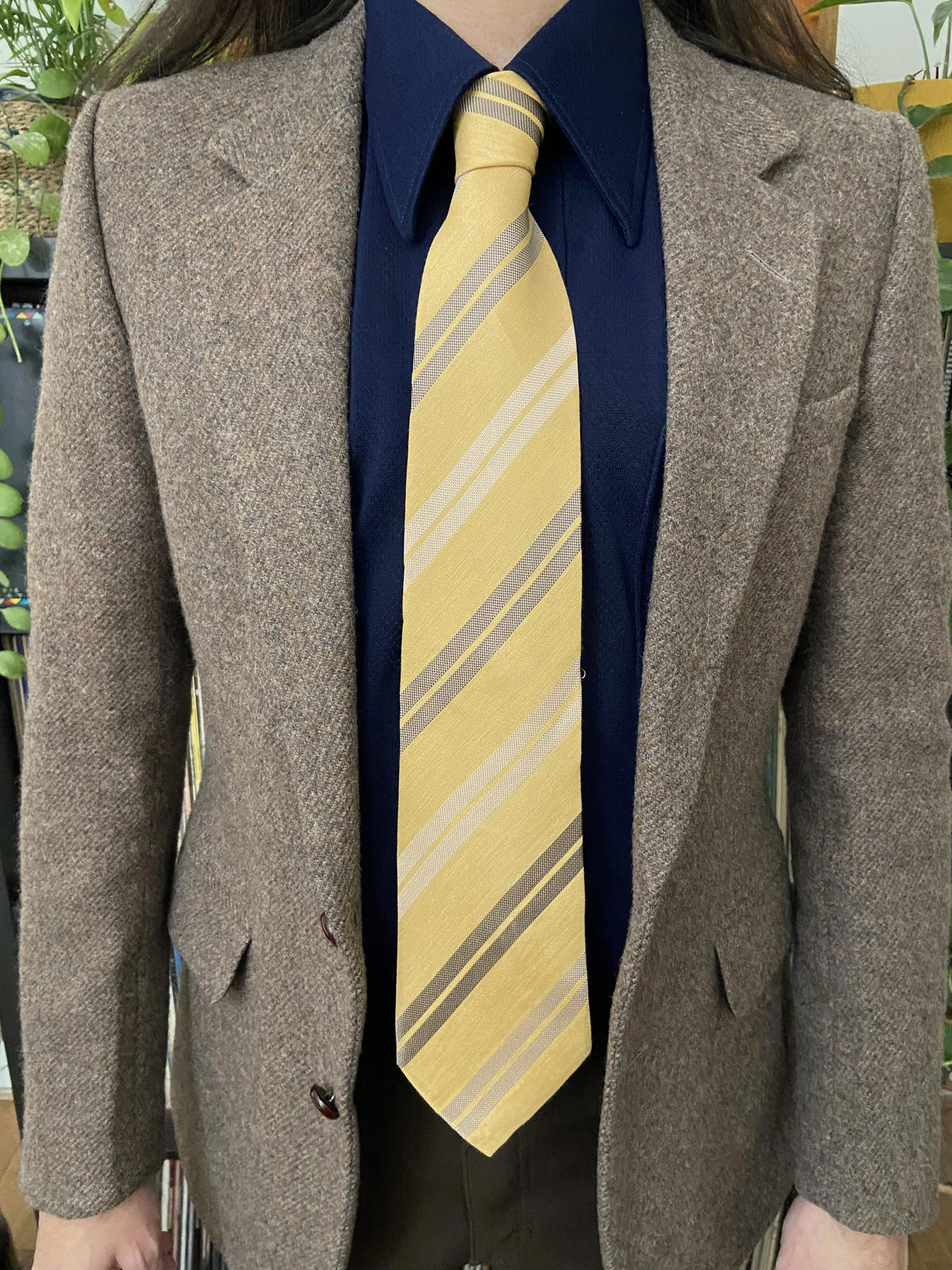 Vintage 1980s Yellow Ermenegildo Zegna Tie