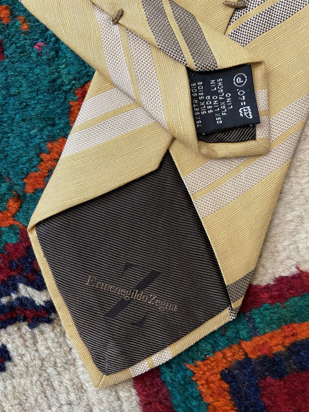 Vintage 1980s Yellow Ermenegildo Zegna Tie