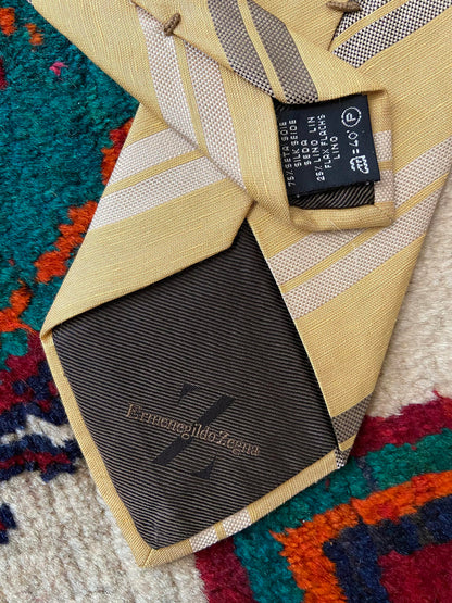 Vintage 1980s Yellow Ermenegildo Zegna Tie