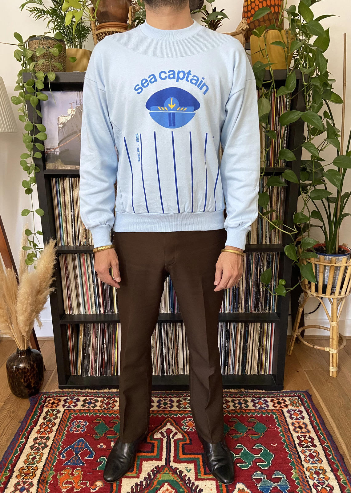 Vintage 1980s Printed Blue Sweatshirt