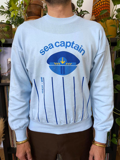 Vintage 1980s Printed Blue Sweatshirt