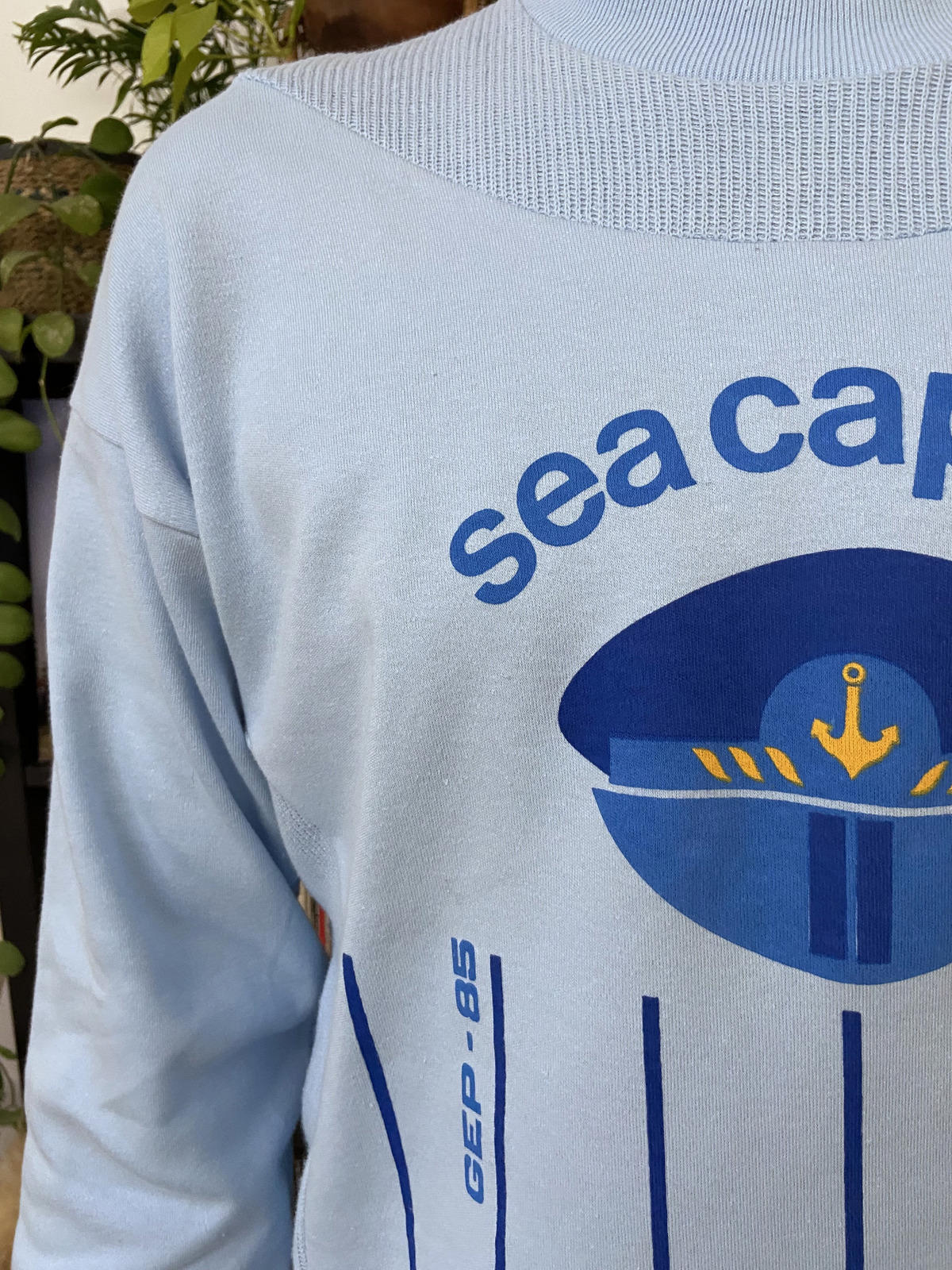 Vintage 1980s Printed Blue Sweatshirt