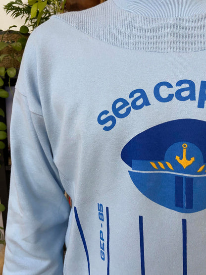 Vintage 1980s Printed Blue Sweatshirt