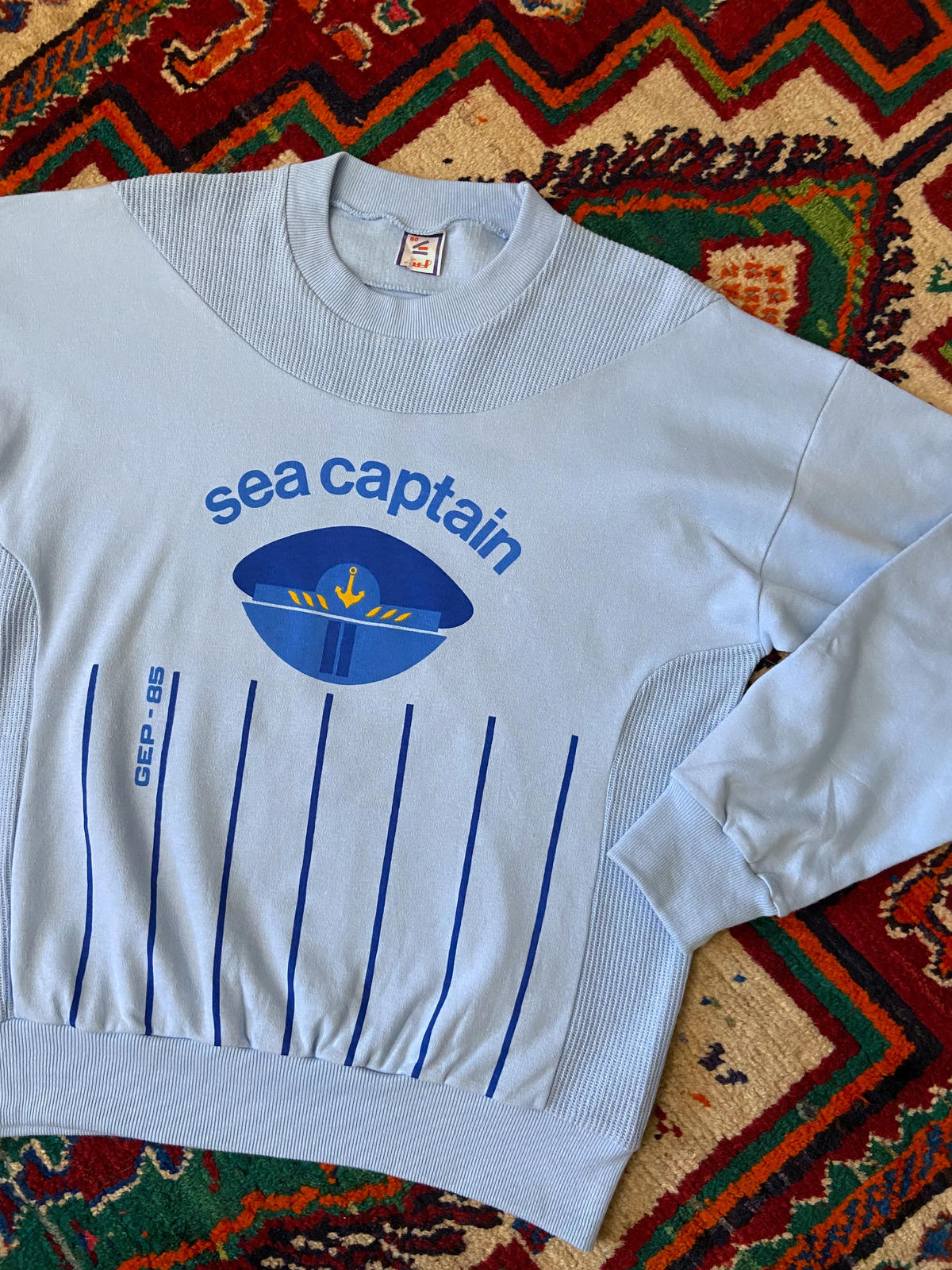 Vintage 1980s Printed Blue Sweatshirt