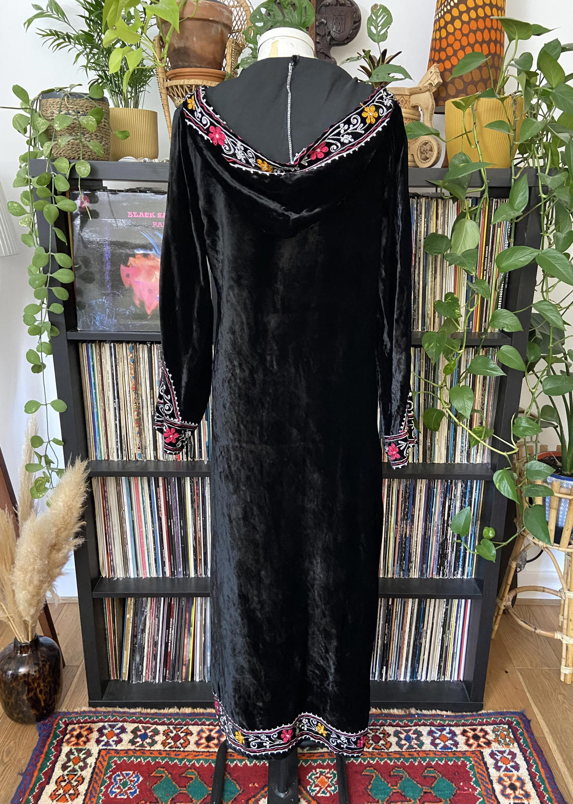 Vintage 1960s Indian Embroidered Hooded Dress