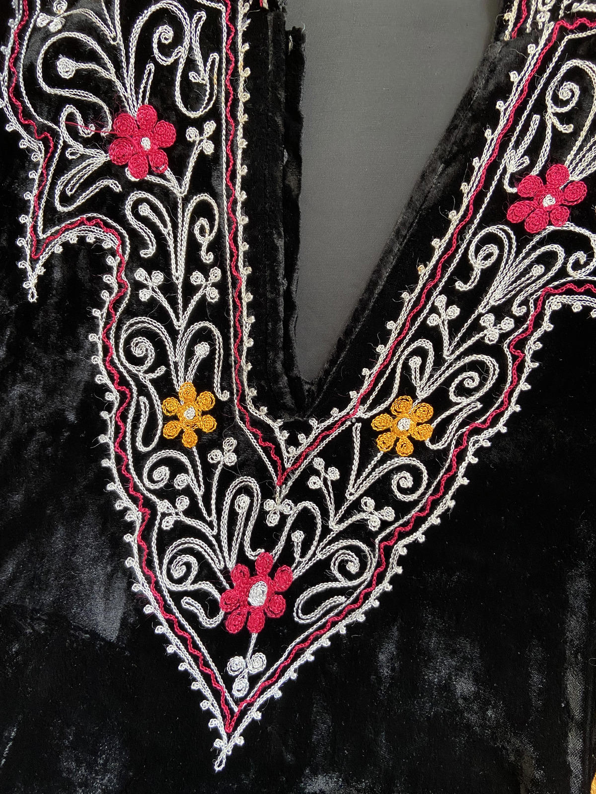 Vintage 1960s Indian Embroidered Hooded Dress