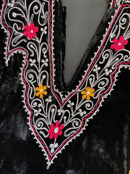 Vintage 1960s Indian Embroidered Hooded Dress
