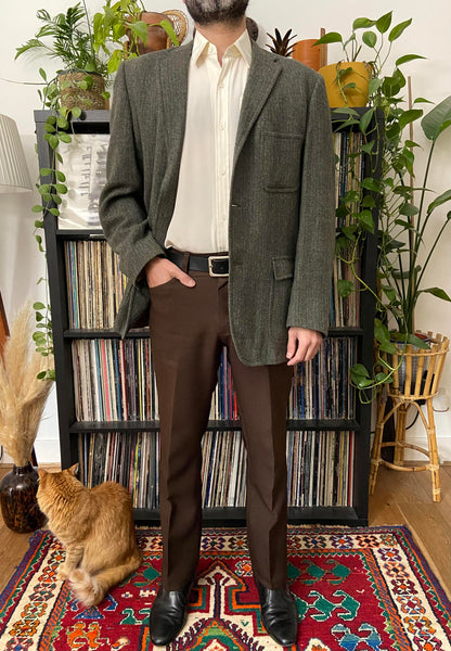 Vintage 1970s Swamp Green Wool Blazer Jacket