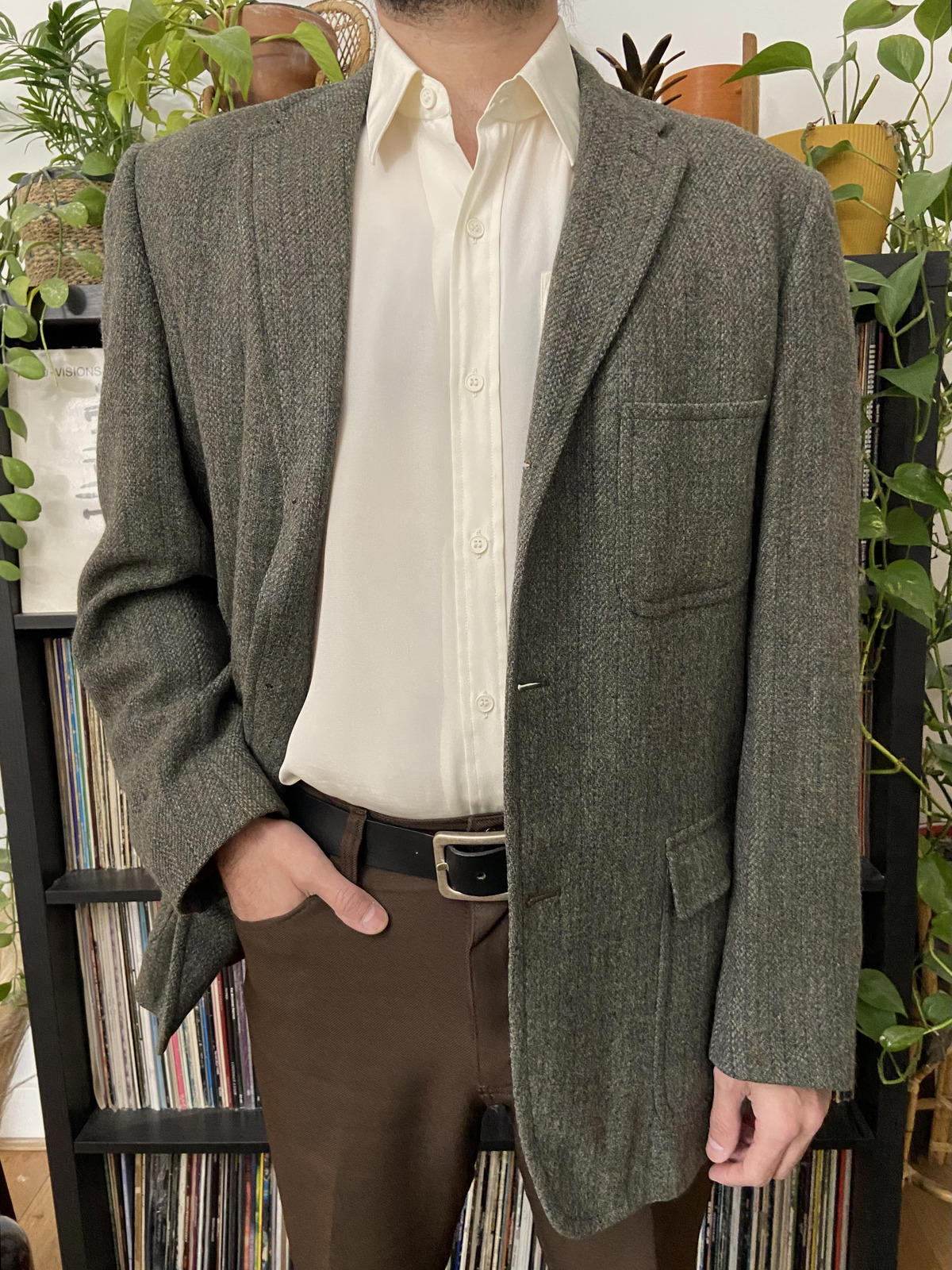 Vintage 1970s Swamp Green Wool Blazer Jacket