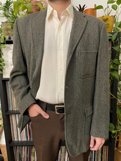 Vintage 1970s Swamp Green Wool Blazer Jacket
