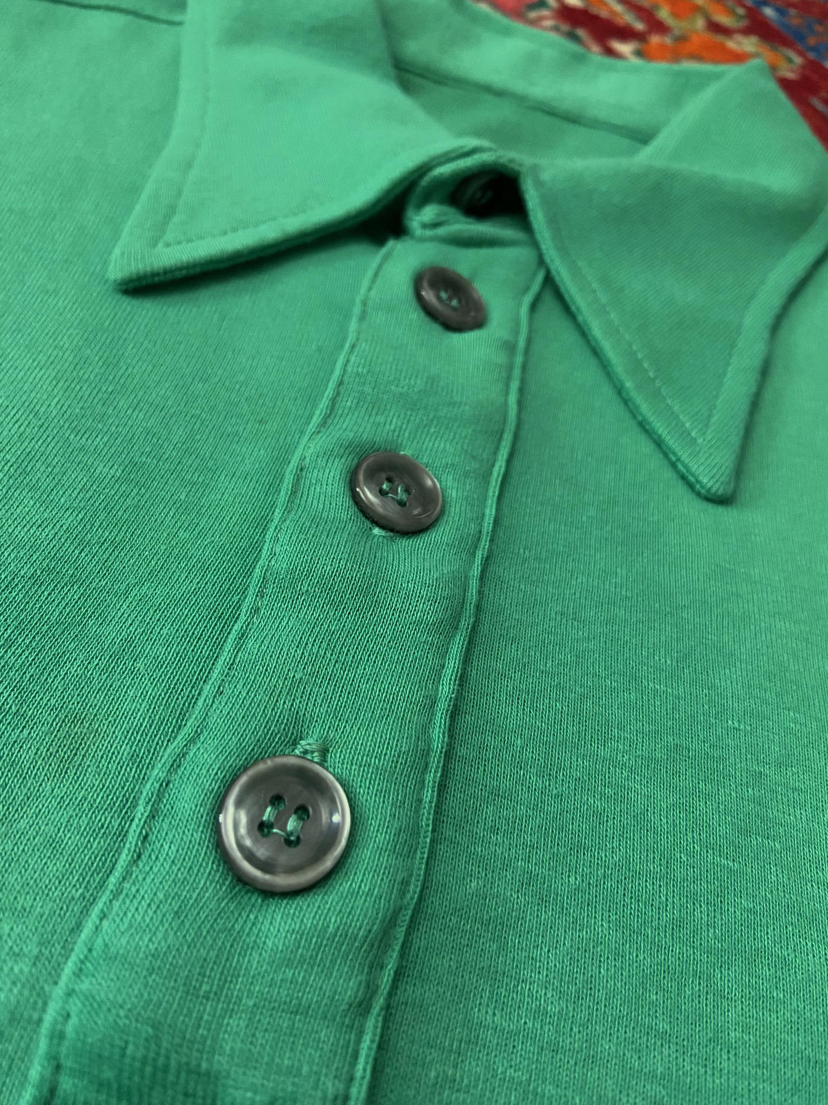 Vintage 1970s Green Dagger Collar Polo Shirt