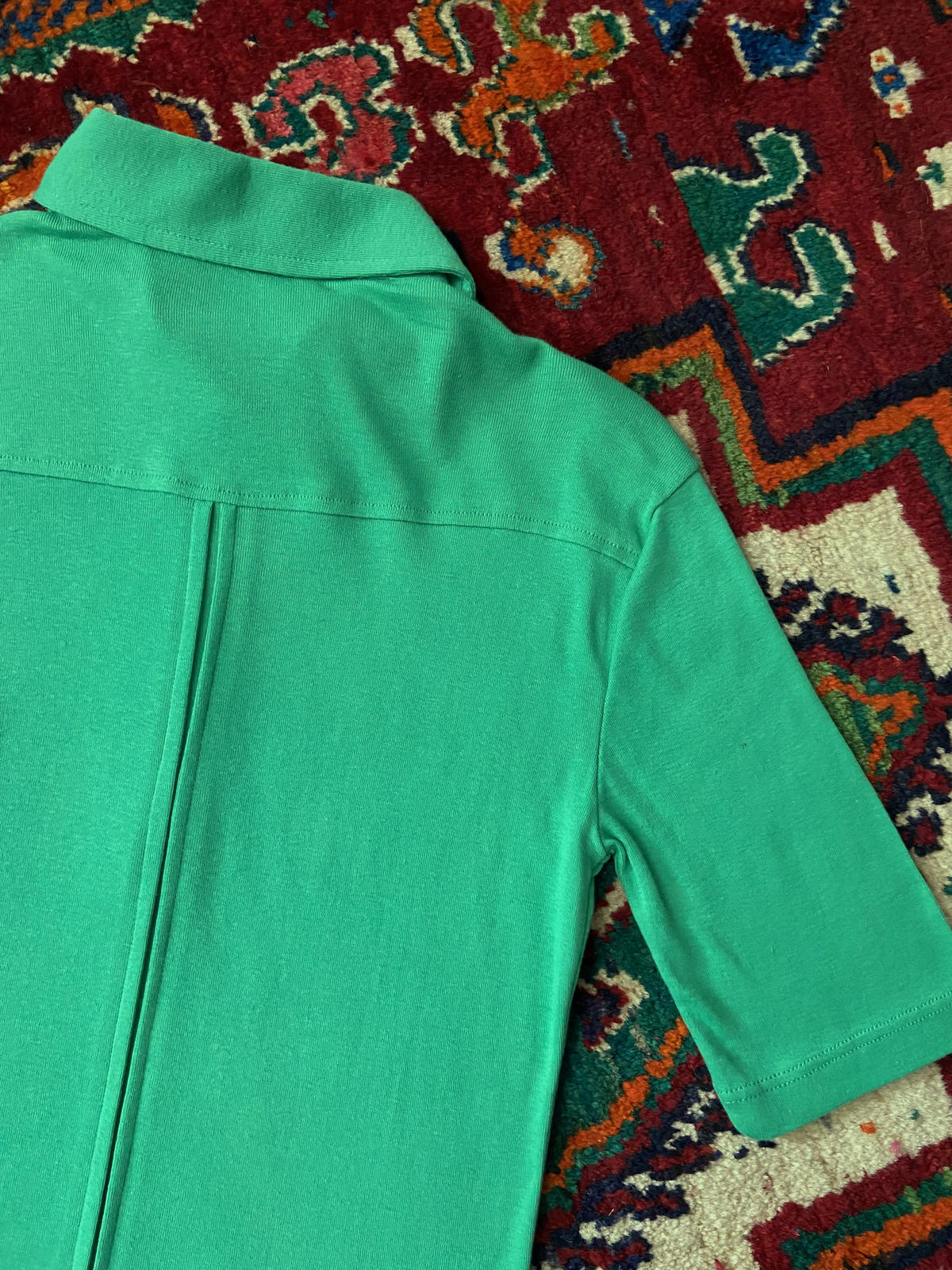 Vintage 1970s Green Dagger Collar Polo Shirt
