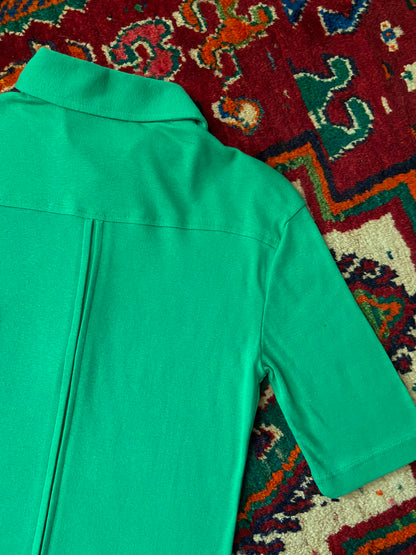 Vintage 1970s Green Dagger Collar Polo Shirt