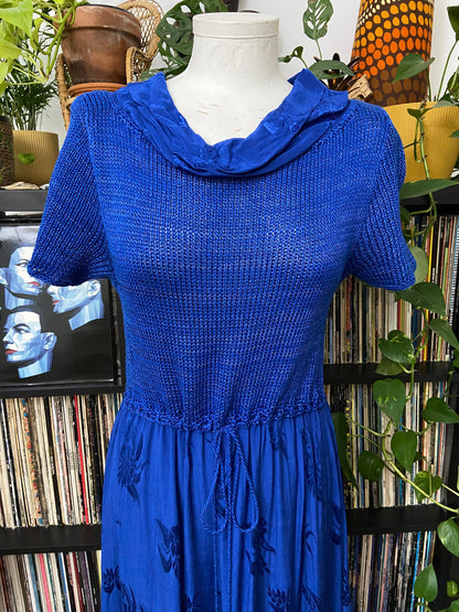 Vintage 90s Royal Blue Knit Dress