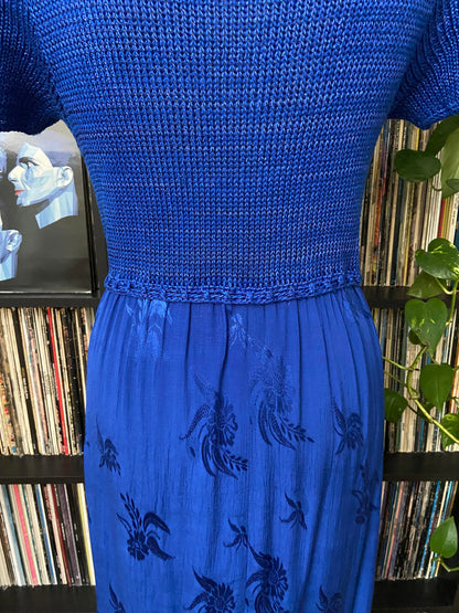 Vintage 90s Royal Blue Knit Dress