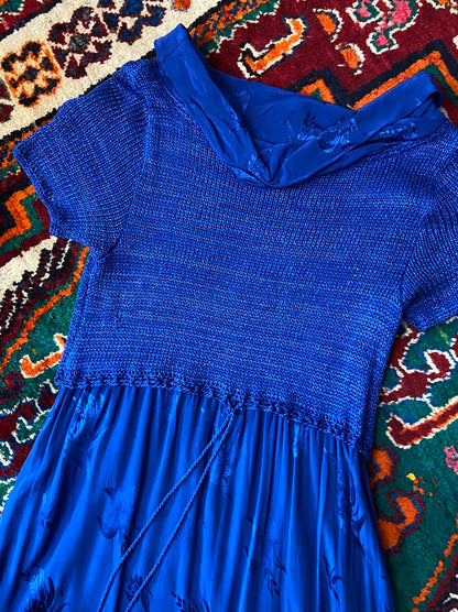 Vintage 90s Royal Blue Knit Dress
