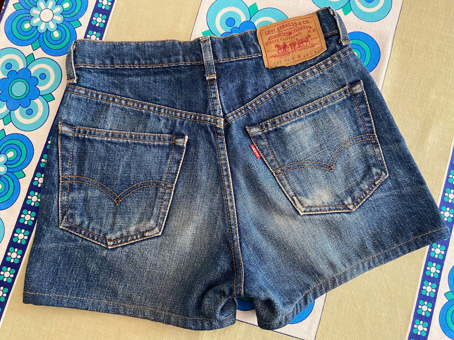 Vintage Levis Blue Denim Hemmed Shorts W29