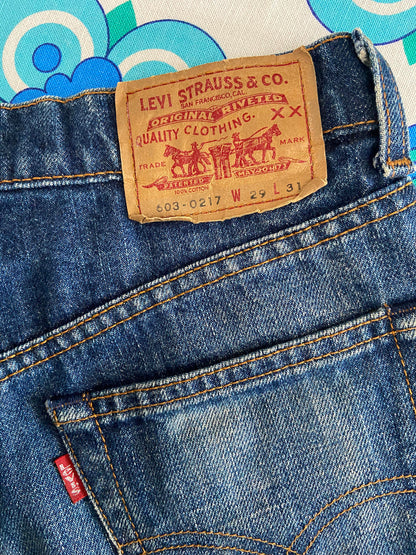 Vintage Levis Blue Denim Hemmed Shorts W29