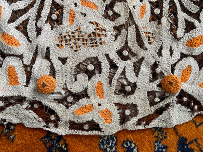 Vintage Beige Orange Brown Crochet Vest