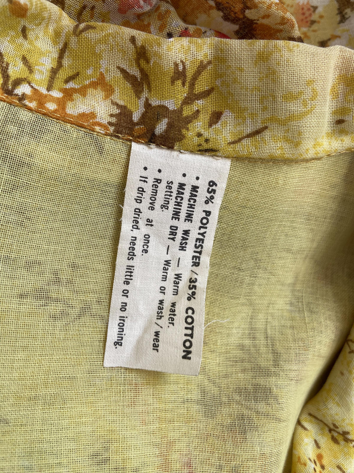 Vintage 1960s Yellow Floral Shirt Dress
