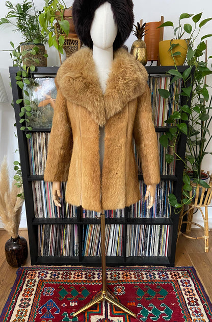 Vintage 1970s Gold Suede Panel Penny Lane Coat