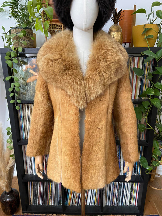 Vintage 1970s Gold Suede Panel Penny Lane Coat