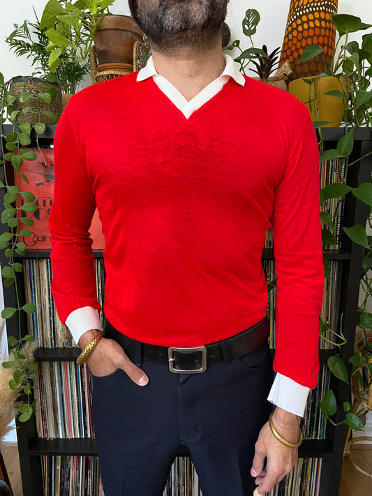Vintage 1970s Red Football Jersey Top