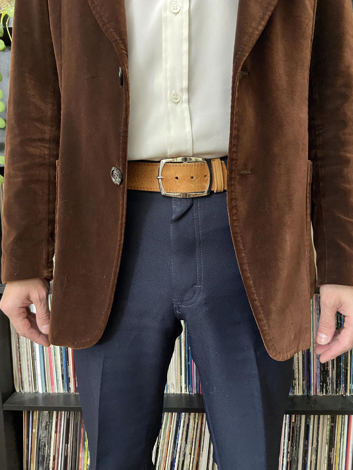 Vintage Tan Embossed Leather Belt